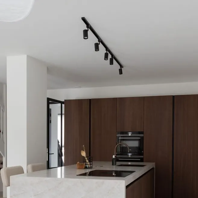 Kinder QAZQA Modernes Schienensystem mit 5 Strahlern Schwarz 1-phasig - Iconic Jeana