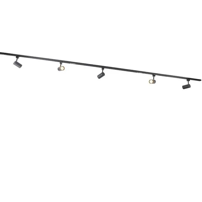 Kinder QAZQA Modernes Schienensystem mit 5 Strahlern Schwarz 1-phasig - Iconic Jeana