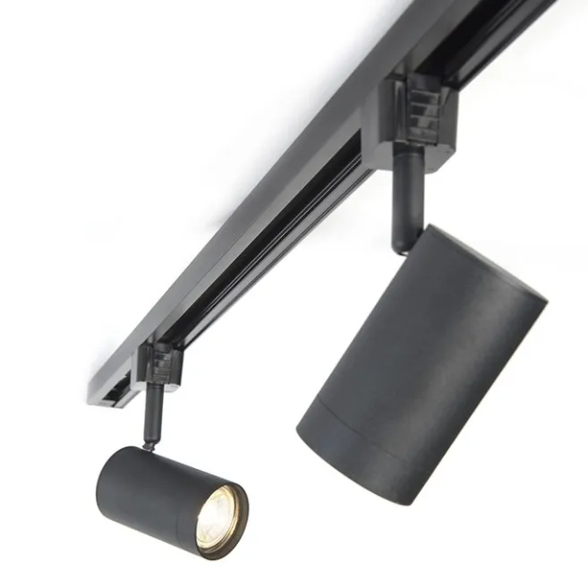 Kinder QAZQA Modernes Schienensystem mit 5 Strahlern Schwarz 1-phasig - Iconic Jeana