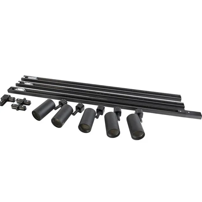 Kinder QAZQA Modernes Schienensystem mit 5 Strahlern Schwarz 1-phasig - Iconic Jeana