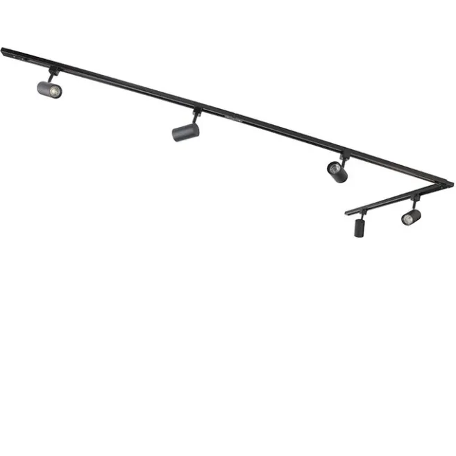 Kinder QAZQA Modernes Schienensystem mit 5 Strahlern Schwarz 1-phasig - Iconic Jeana