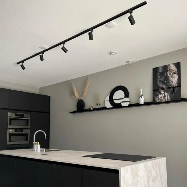 Kinder QAZQA Modernes Schienensystem mit 5 Strahlern Schwarz 1-phasig - Iconic Jeana