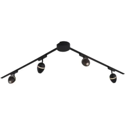 QAZQA Modernes Schienensystem mit 4 schwarzen Strahlern 1-phasig - Magnetic Eggy