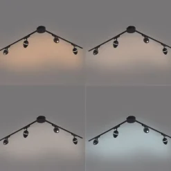 QAZQA Modernes Schienensystem mit 4 schwarzen Strahlern 1-phasig - Magnetic Eggy