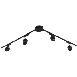 QAZQA Modernes Schienensystem mit 4 schwarzen Strahlern 1-phasig - Magnetic Eggy