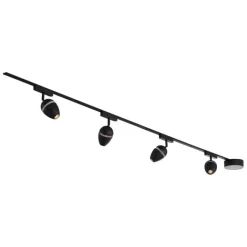 QAZQA Modernes Schienensystem mit 4 schwarzen Strahlern 1-phasig - Magnetic Eggy