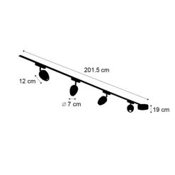 QAZQA Modernes Schienensystem mit 4 schwarzen Strahlern 1-phasig - Magnetic Eggy