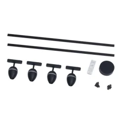 QAZQA Modernes Schienensystem mit 4 schwarzen Strahlern 1-phasig - Magnetic Eggy