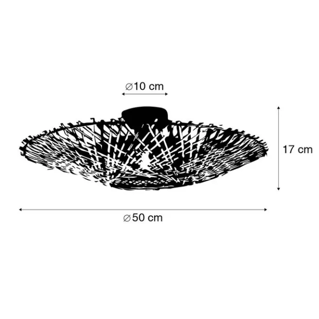 Kinder QAZQA Orientalische Deckenlampe Rattan 50 cm - Rina