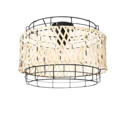 Kinder QAZQA Orientalische Deckenlampe schwarz mit Bambus - Irena