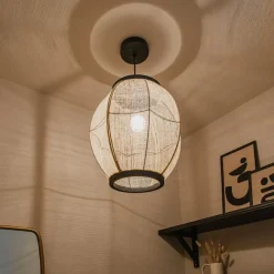 Kinder QAZQA Orientalische Hängelampe braun Stoff 35 cm - Rob