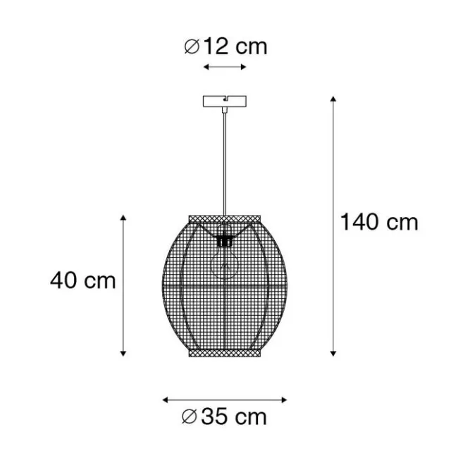 Kinder QAZQA Orientalische Hängelampe braun Stoff 35 cm - Rob