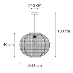 Kinder QAZQA Orientalische Hängelampe braun Stoff 48 cm - Rob