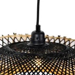 Kinder QAZQA Orientalische Hängelampe schwarz mit Bambus 50cm - Rina