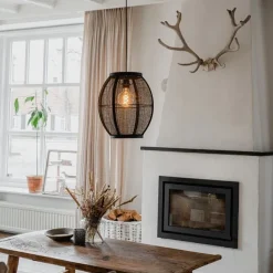 Kinder QAZQA Orientalische Hängelampe Schwarz Stoff 35 cm - Rob