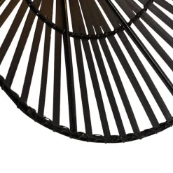 QAZQA Orientalische Wandleuchte Schwarz Bambus Rund - Pua