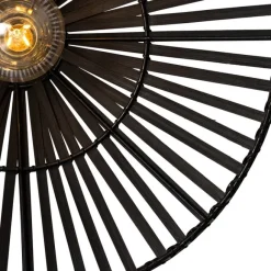 QAZQA Orientalische Wandleuchte Schwarz Bambus Rund - Pua