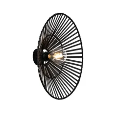 QAZQA Orientalische Wandleuchte Schwarz Bambus Rund - Pua