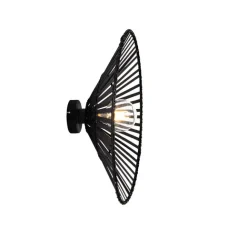 QAZQA Orientalische Wandleuchte Schwarz Bambus Rund - Pua