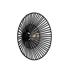 QAZQA Orientalische Wandleuchte Schwarz Bambus Rund - Pua