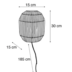 QAZQA Orientalische Wandleuchte schwarz mit Seil - Riki