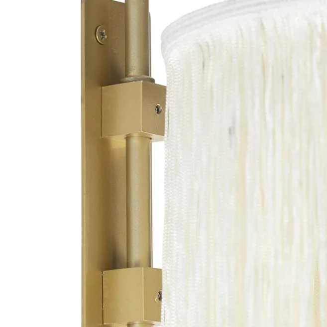 QAZQA Orientalische Wandleuchte Gold Creme Schirm mit Fransen - Franxa