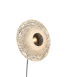 QAZQA Orientalische Wandleuchte Rattan 35 cm mit Stecker - Rina