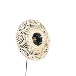 QAZQA Orientalische Wandleuchte Rattan 35 cm mit Stecker - Rina