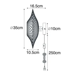 QAZQA Orientalische Wandleuchte Rattan 35 cm mit Stecker - Rina