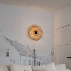 QAZQA Orientalische Wandleuchte Rattan 50 cm mit Stecker - Rina