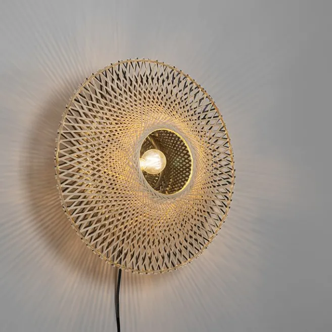 QAZQA Orientalische Wandleuchte Rattan 50 cm mit Stecker - Rina