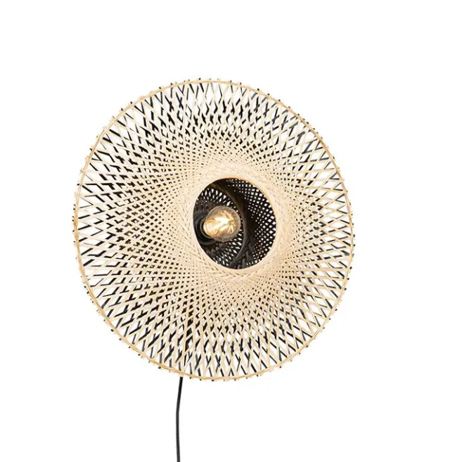 QAZQA Orientalische Wandleuchte Rattan 50 cm mit Stecker - Rina