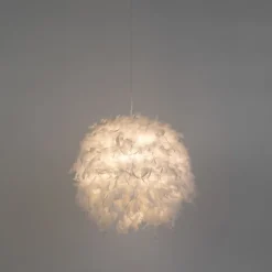 Kinder QAZQA Pendelleuchte im Landhausstil weiß mit Federn - Feather