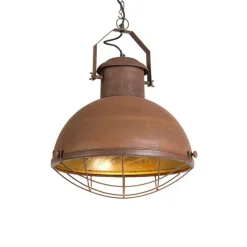 QAZQA Pendelleuchte rost mit goldener Innenseite - Engine