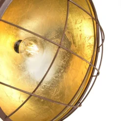 QAZQA Pendelleuchte rost mit goldener Innenseite - Engine