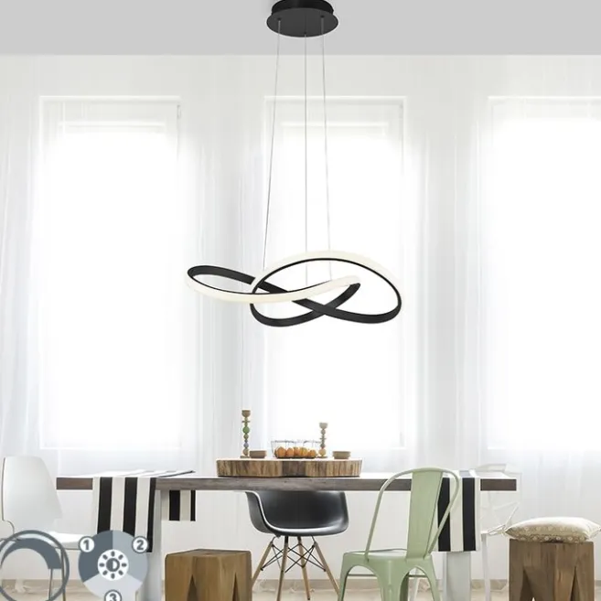 Paul Neuhaus Pendelleuchte Schwarz 57 cm 3-Stufen-Dimmbar inkl. LED - Viola Due