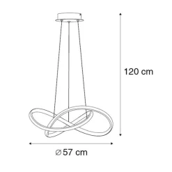 Paul Neuhaus Pendelleuchte Schwarz 57 cm 3-Stufen-Dimmbar inkl. LED - Viola Due