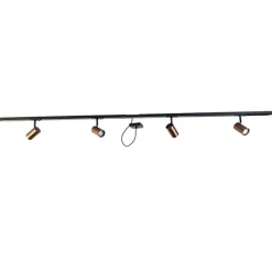 QAZQA 1-Phasen-Schienensystem dunkelbronze mit 4 Strahlern und I-Netzteil quadratisch - Jeana