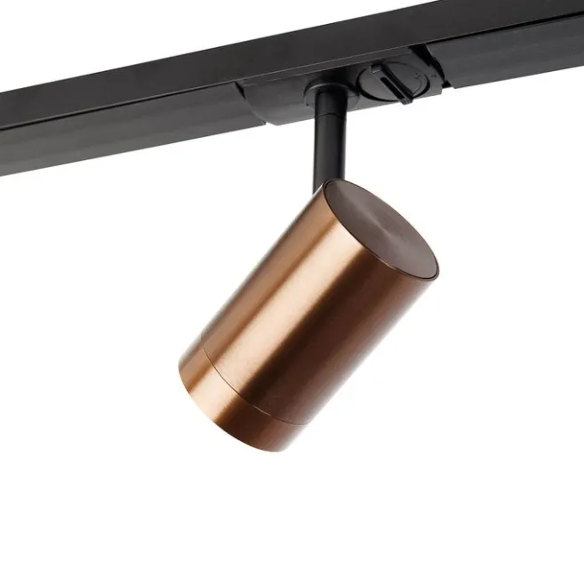 QAZQA 1-Phasen-Schienensystem dunkelbronze mit 4 Strahlern und I-Netzteil quadratisch - Jeana