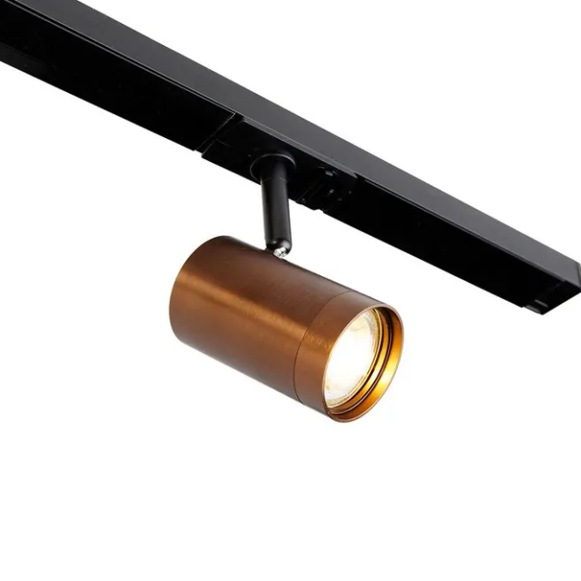 QAZQA 1-Phasen-Schienensystem dunkelbronze mit 4 Strahlern und I-Netzteil quadratisch - Jeana