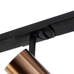 QAZQA 1-Phasen-Schienensystem dunkelbronze mit 4 Strahlern und I-Netzteil quadratisch - Jeana