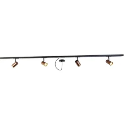 QAZQA 1-Phasen-Schienensystem dunkelbronze mit 4 Strahlern und 1 Netzteil rund - Jeana