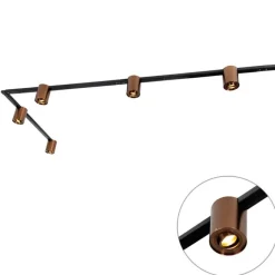 QAZQA 1-Phasen-Schienensystem mit 5 Spots in Dunkelbronze und Schwarz - Rondoo Up