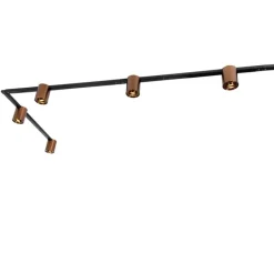 QAZQA 1-Phasen-Schienensystem mit 5 Spots in Dunkelbronze und Schwarz - Rondoo Up