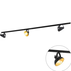 QAZQA 1-Phasen-Schienensystem mit 3 Strahlern schwarz verstellbar - Magnax