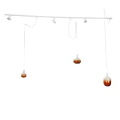 QAZQA 1-Phasen-Schienensystem mit 3 Strahlern und Hängelampen weiß - Cavalux Jeana