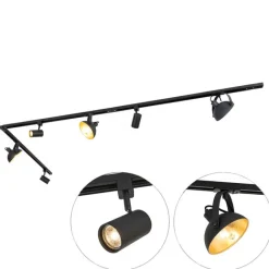 QAZQA 1-Phasen-Schienensystem mit 6 Strahlern schwarz verstellbar - Magnax Jeana