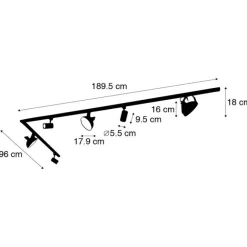 QAZQA 1-Phasen-Schienensystem mit 6 Strahlern schwarz verstellbar - Magnax Jeana
