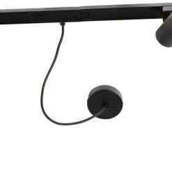 QAZQA 1-Phasen-Schienensystem schwarz mit 4 Strahlern und 1 Netzteil rund - Jeana