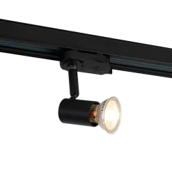 QAZQA 3-Phasiger Schienenstrahler schwarz GU10 50mm - 3-Phasig Jeany